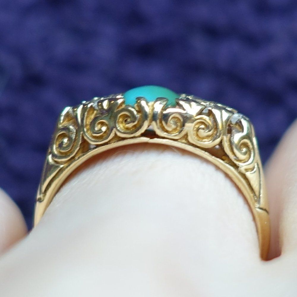 chrysoprase cabochon in 9K yellow gold - Picture 2 of 4